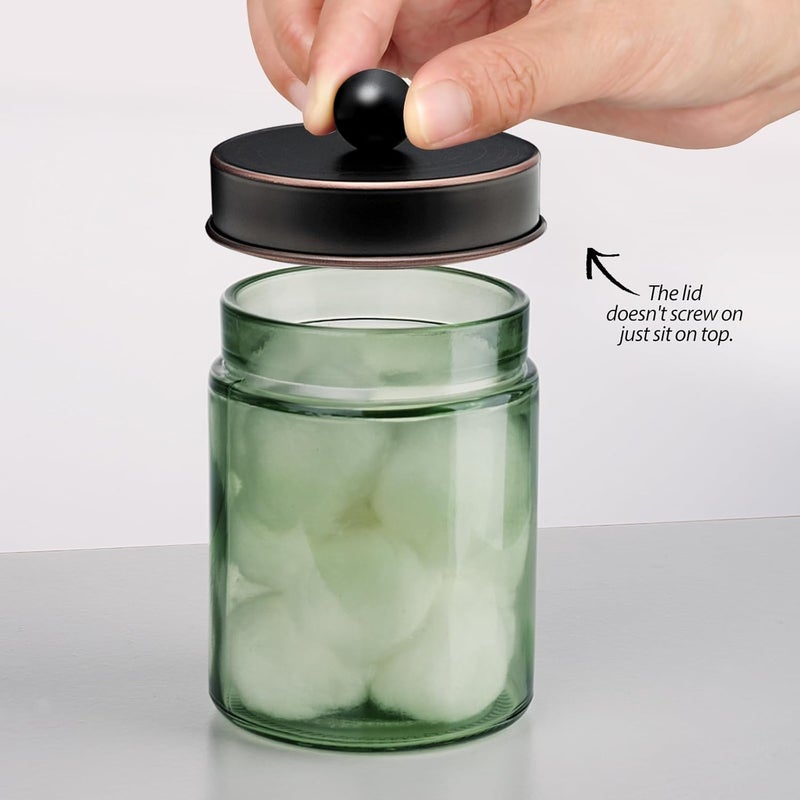 Komashr 3 Pack Apothecary Jar Canisters Bathroom Vanity Organizer - Qtip Holder Storage Organizer Set Countertop Canister with Stainless Steel Lids &Cute Stickers for Qtips,Cotton Swabs,Makeup Sponges,Floss - Image 3